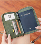 Portapassaporte RFID con cremallera y correa de muñeca, bolsa de almacenamiento multifuncional portátil para viajes, pasaporte y documentos, tarjetero
