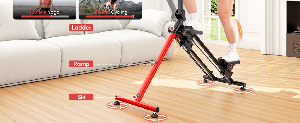 Esta versátil máquina de escalón ofrece funciones de esquí y escalada, es plegable para uso doméstico e incluye pedales anchos antideslizantes y manillares para mejorar la quema de grasa. Viene 90% preensamblada para una fácil configuración y se puede gua
