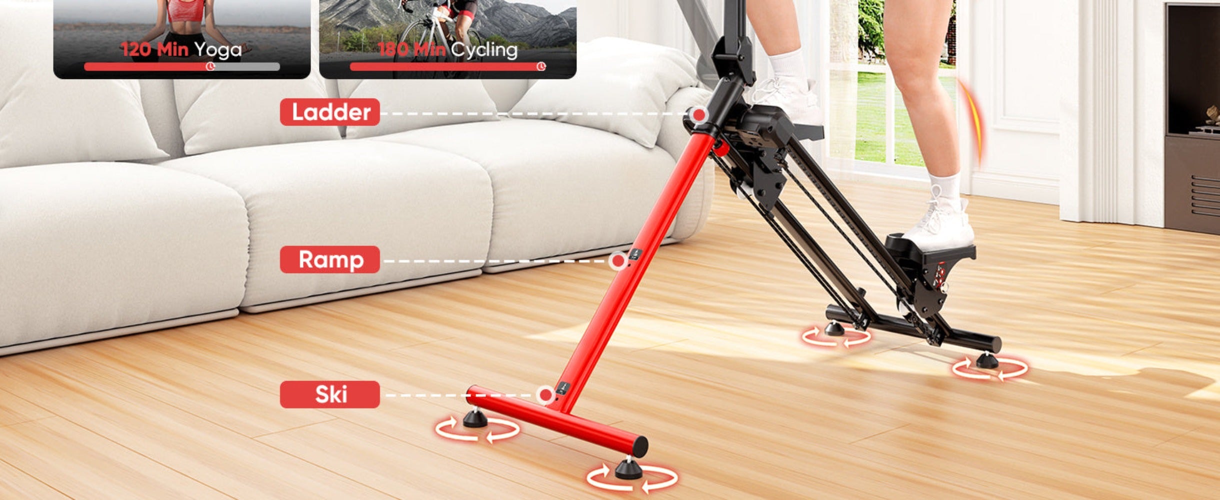 Esta versátil máquina de escalón ofrece funciones de esquí y escalada, es plegable para uso doméstico e incluye pedales anchos antideslizantes y manillares para mejorar la quema de grasa. Viene 90% preensamblada para una fácil configuración y se puede gua