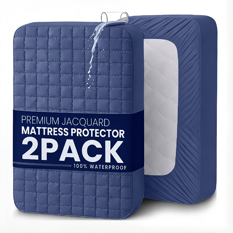 2 protectores de colchón impermeables, sábanas suaves y cómodas con bolsillos profundos para una excelente transpirabilidad. Para todas las estaciones. Adecuado para dormitorios, hoteles, ropa de cama de dormitorios, (fundas de almohada y rellenos de almo