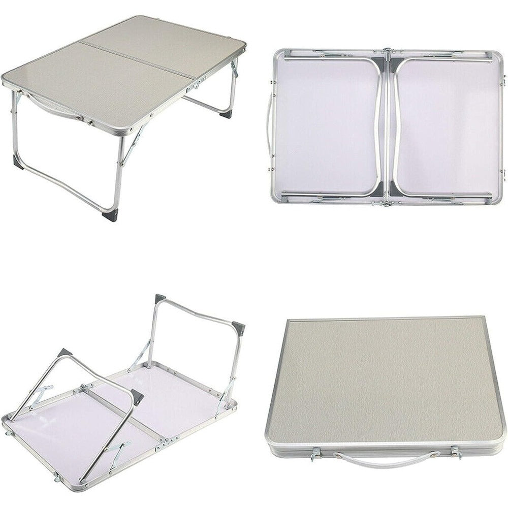 Mesa Plegable de Camping, Mesa de Picnic Ligera de Aluminio, Mesa Portátil para Laptop, Escritorio de Regazo, Ideal para Picnic/Camping o Desayunar, Leer, Ver Películas en la Cama/Sofá