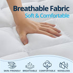 Cubrecolchón cómodo de 1200 GSM, ultrasuave, refrescante y transpirable para todas las estaciones, de fácil cuidado, lavable a máquina, con bandas elásticas resistentes.