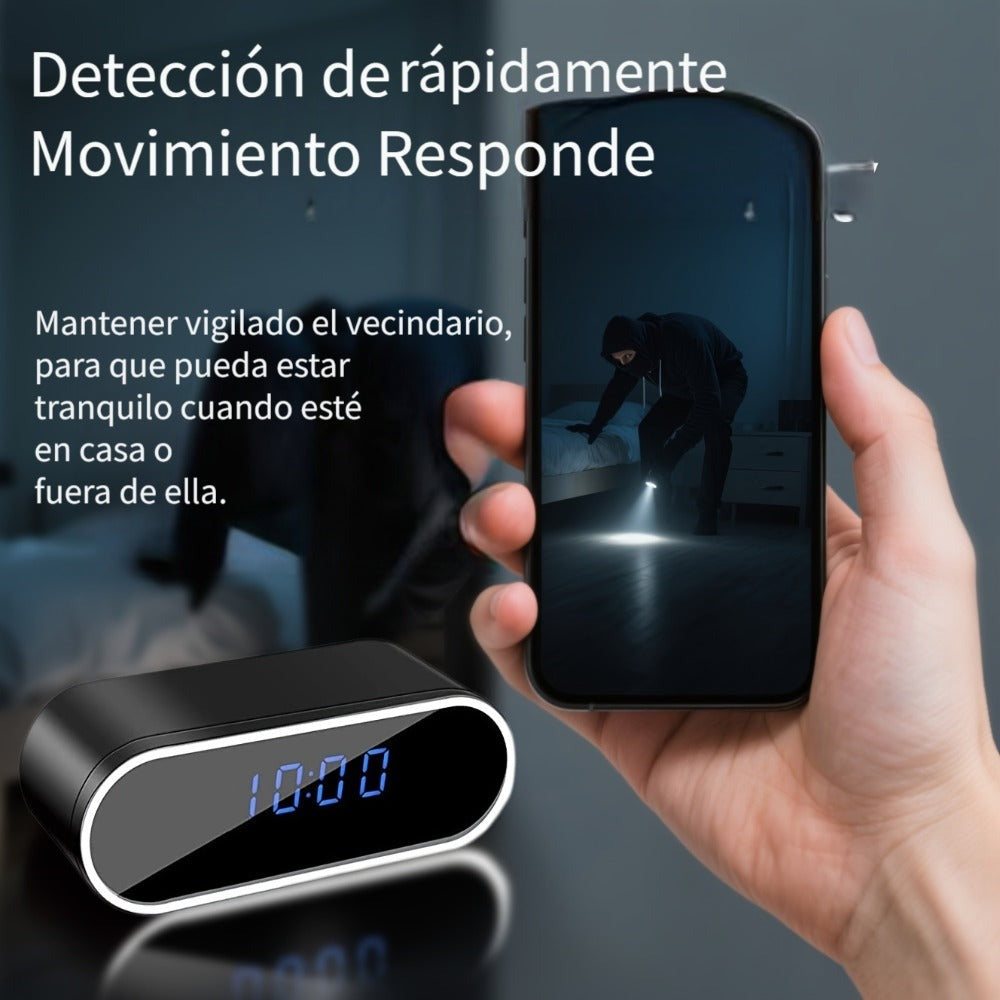 Reloj Wifi de moda con cámara 1080P, visión nocturna, reconocimiento inteligente AI, detección de movimiento, punto de acceso AP de red local, notificación de alarma con video de 6 segundos y correo electrónico, visualización remota en teléfono móvil, bat