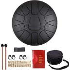 Tambor de lengüetas de acero de 10 pulgadas con 11 notas, completo con mazos de tambor, una bolsa de transporte y palillos de notas para terapia del sonido, meditación y yoga