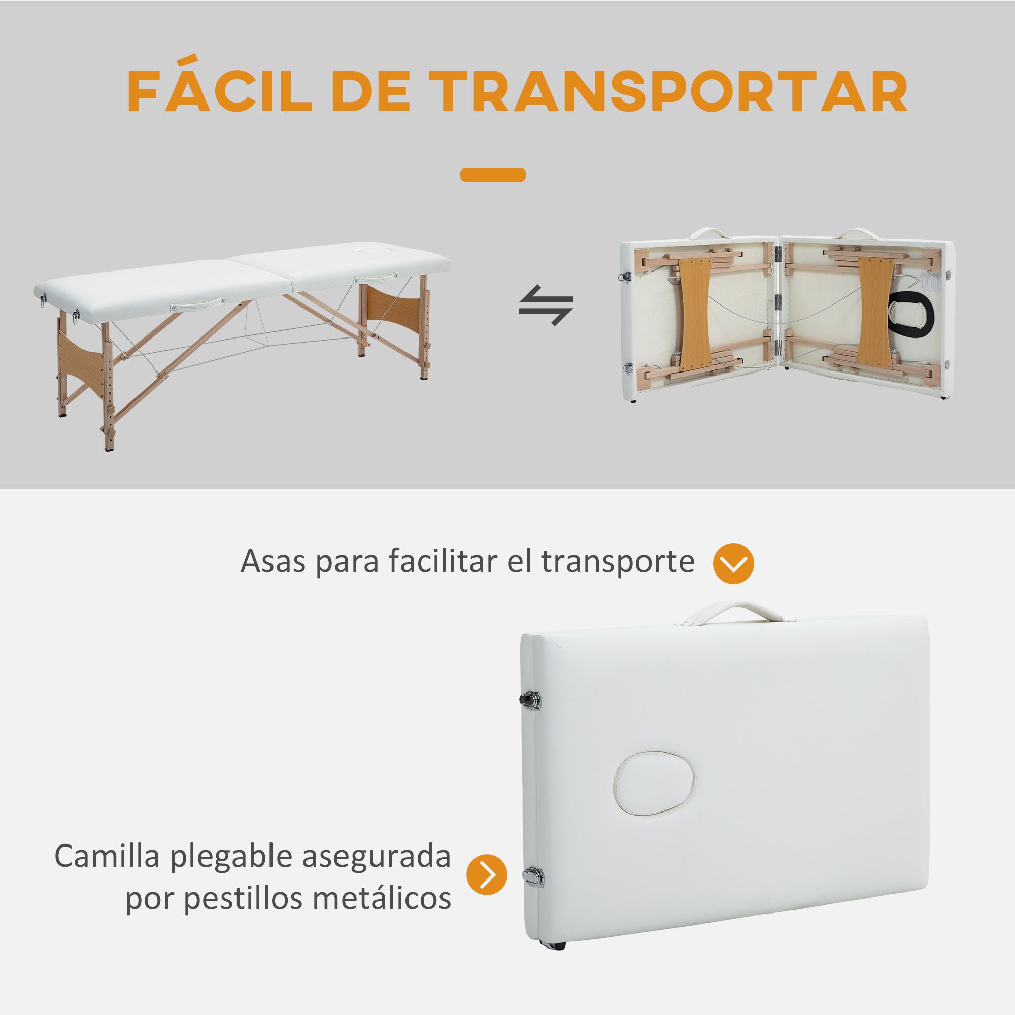 Camilla de masaje plegable 87 cm plegable | Fisioterapia estética masaje y uso profesional