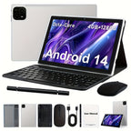 Cámara de seguridad | Tableta ITMEIPC de 10.1 pulgadas con sistema operativo Android 14, tableta 2 en 1 con teclado, ratón, funda, lápiz óptico