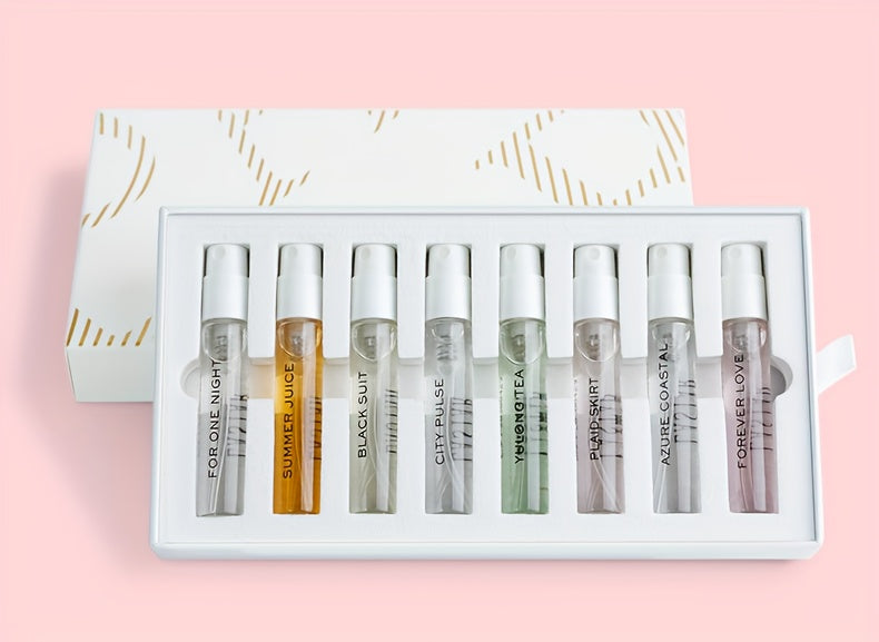 Set de perfume Senior para mujer, 8 piezas, spray de fragancia corporal, fragancia duradera y rica, fragancia rica, aroma dulce y romántico, fijación de fragancia a largo plazo, encanto único, para citas diarias, viajes, trabajo, deportes, opción perfecta