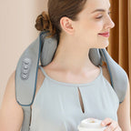 Masajeador de hombros y cuello 6D, que simula un masaje manual, puede masajear los hombros, el cuello y los músculos del trapezo, como una persona real que masajea para el hogar, la oficina, los viajes, el coche. Un gran regalo, masaje de cuerpo completo