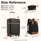 3 piezas de Conjunto de Maleta Trolley Equipaje de Mano Maleta de Viaje Maleta de Viaje de Caja Dura ABS + PC con 4 Ruedas Candado TSA Conjunto de Maleta Incluye 1 Mochila de Viaje y 1 Bolsa de Aseo Regreso a la Escuela Regalo de Vacaciones