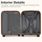 3 piezas de Conjunto de Maleta Trolley Equipaje de Mano Maleta de Viaje Maleta de Viaje de Caja Dura ABS + PC con 4 Ruedas Candado TSA Conjunto de Maleta Incluye 1 Mochila de Viaje y 1 Bolsa de Aseo Regreso a la Escuela Regalo de Vacaciones