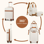 3 piezas de Conjunto de Maleta Trolley Equipaje de Mano Maleta de Viaje Maleta de Viaje de Caja Dura ABS + PC con 4 Ruedas Candado TSA Conjunto de Maleta Incluye 1 Mochila de Viaje y 1 Bolsa de Aseo Regreso a la Escuela Regalo de Vacaciones