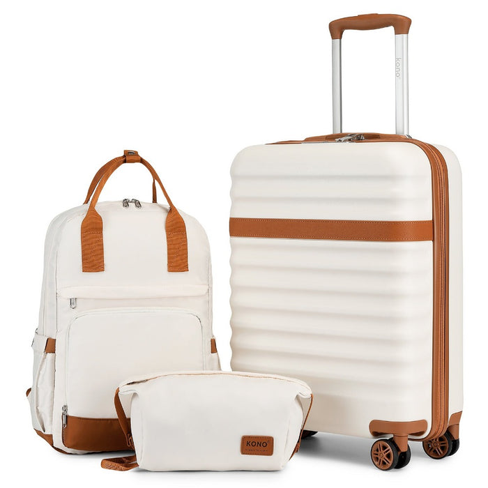 3 piezas de Conjunto de Maleta Trolley Equipaje de Mano Maleta de Viaje Maleta de Viaje de Caja Dura ABS + PC con 4 Ruedas Candado TSA Conjunto de Maleta Incluye 1 Mochila de Viaje y 1 Bolsa de Aseo Regreso a la Escuela Regalo de Vacaciones