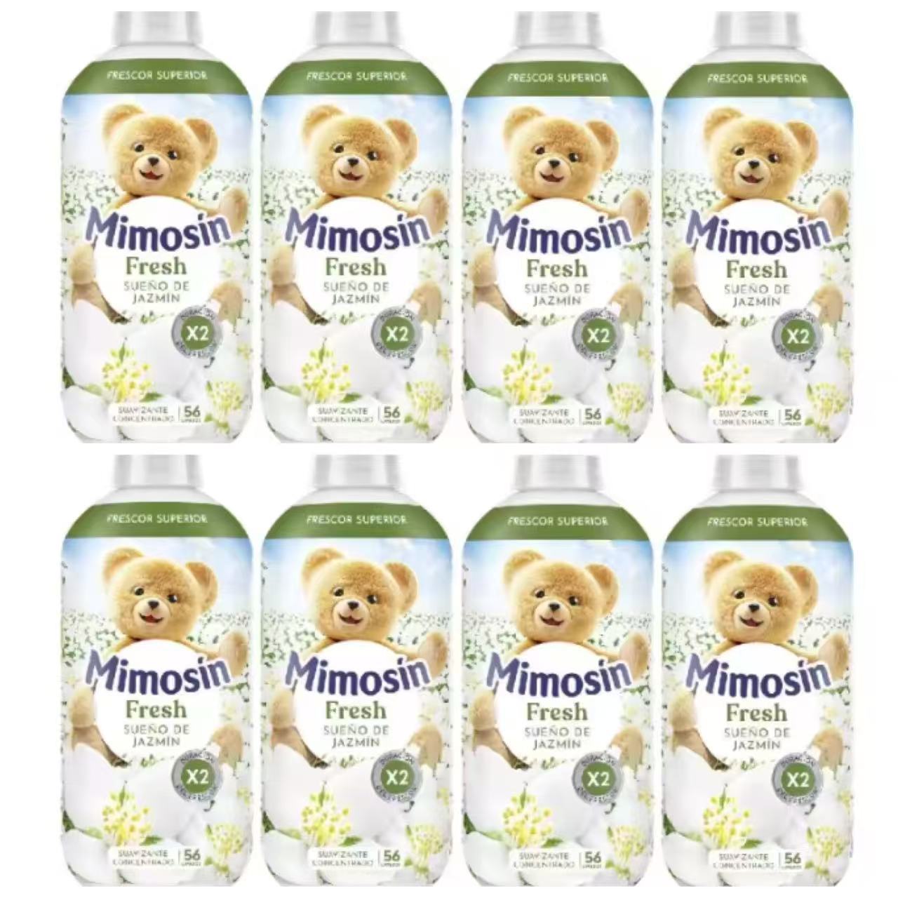 PACK de 8 - Mimosín suavizante concentrado extra fragancia Azul Vital fresh 8 botellas de 56 dosis- Mimosín suavizante concentrado hipoalergénico Suave y Delicado Caricias- Concentrado Sueño de Jazmin
