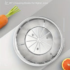 Licuadora de 400W con un gran conducto de alimentación para frutas y verduras enteras, fácil de limpiar, diseño centrífugo de acero inoxidable, base antideslizante, extremo plateado
