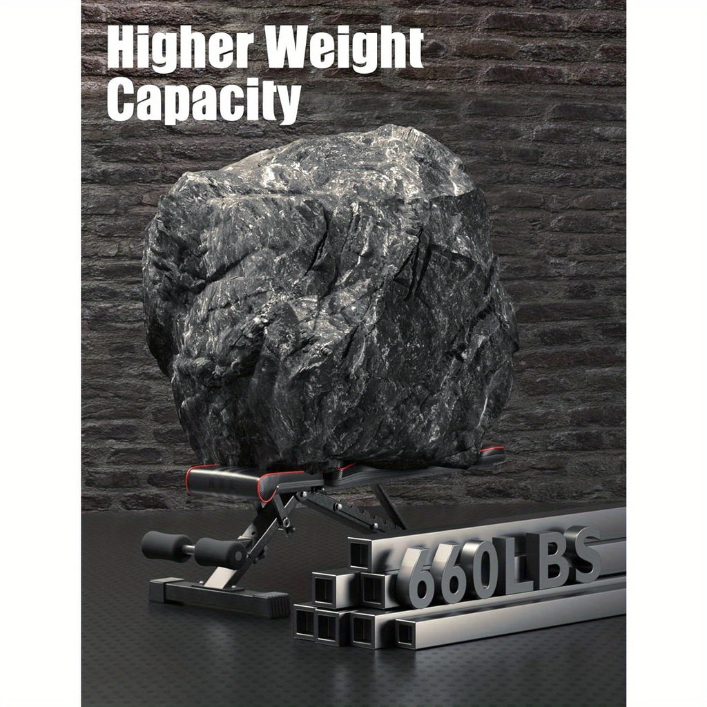 Banca Plegable con Capacidad de 299.37 KG - Banco Ajustable para Gimnasio en Casa, Entrenamiento Completo del Cuerpo con Soporte para Cabeza y Columna Vertebral, Ideal para Navidad y Acción de Gracias