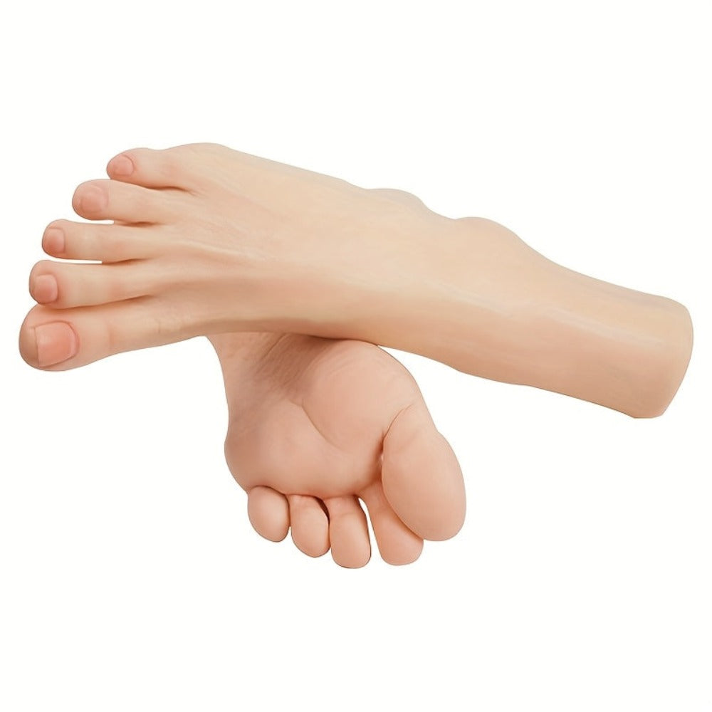 Modelo de Pie Artificial Realista con Dedos Activos Independientes - Textura Suave en Beige Claro y Estructura Esquelética Anatómica, Pies de Resina a Tamaño Real con Movimiento Independiente de Dedos, Ideal para Práctica de Uñas, Entrenamiento de Masajes