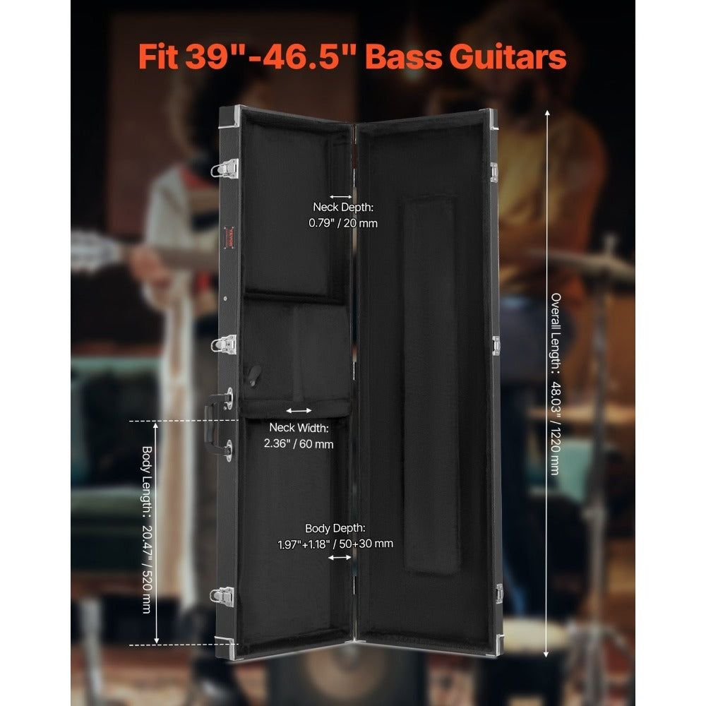 Estuche de guitarra eléctrica de bajo VEVOR de 48,03 pulgadas a prueba de agua con cerradura y llave para guitarra de bajo