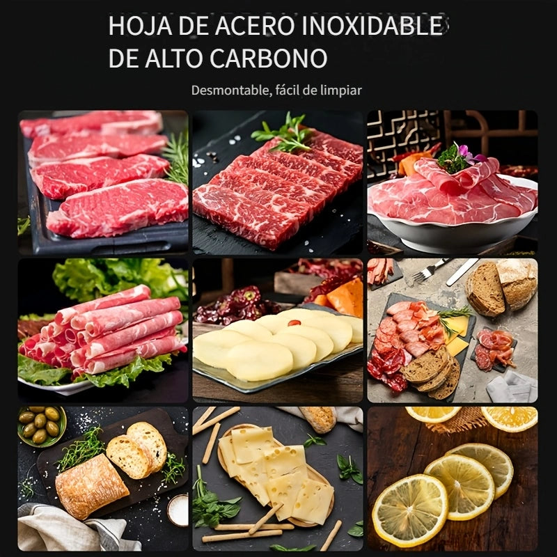Rebanadora eléctrica multiusos, rebanadora de acero inoxidable, 3 cuchillas, rebanadora de pan, procesador de alimentos ajustable de 0 a 15 mm, rebanadora de salchichas, cortadora de jamón para carne, queso, pan, etc., cuchillo eléctrico, rojo