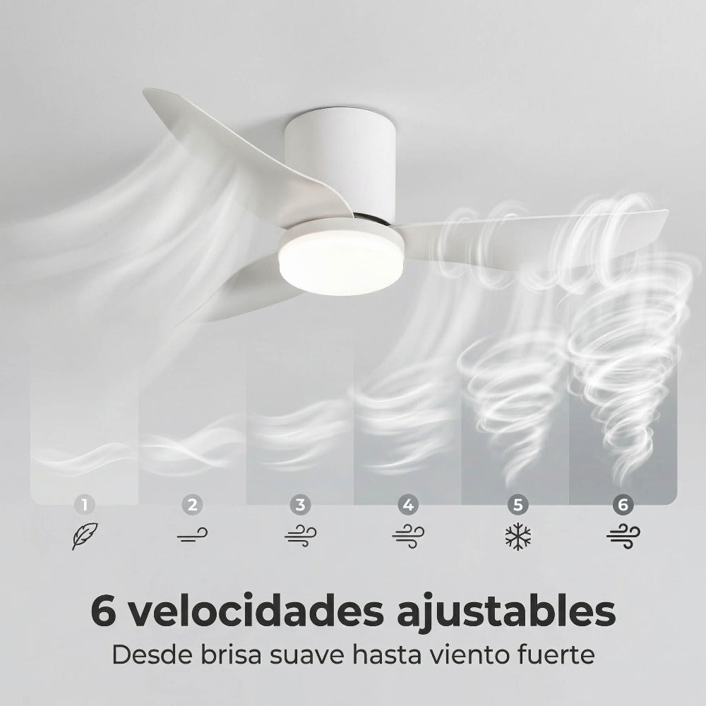 Ventilador de Techo con Luz LED 86 cm Silencioso, Motor DC de Bajo Consumo, 6 Velocidades, Luz Regulable 3000K-6500K, Mando a Distancia, Temporizador y Función Memoria, Ideal para Dormitorio y Salón
