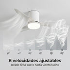 Ventilador de Techo con Luz LED 86 cm Silencioso, Motor DC de Bajo Consumo, 6 Velocidades, Luz Regulable 3000K-6500K, Mando a Distancia, Temporizador y Función Memoria, Ideal para Dormitorio y Salón