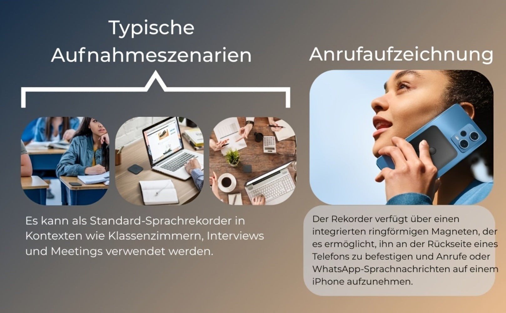 Grabadora de Voz con APP para Transcripción AI, Resumen GPT-4o, Traducción, Mapeado Mental, 64GB de Almacenamiento y Diseño Magnético, Ideal para Llamadas, Clases y Reuniones, por FoCase Rec