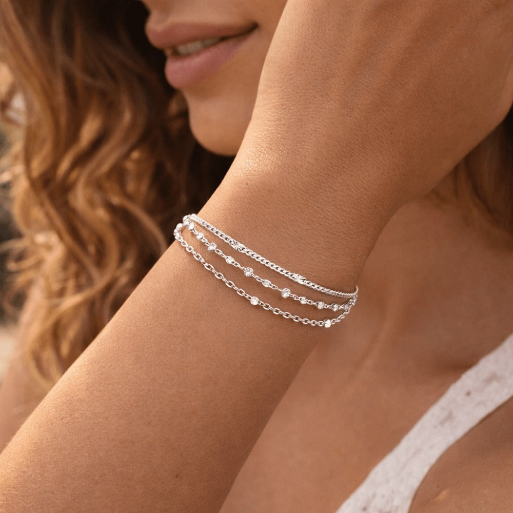 Pulsera de Plata 925 para Mujeres, Pulsera de Amistad Ajustable, Multicapa - Joyería Creativa para Mujeres, Regalo para San Valentín, Cumpleaños, Navidad