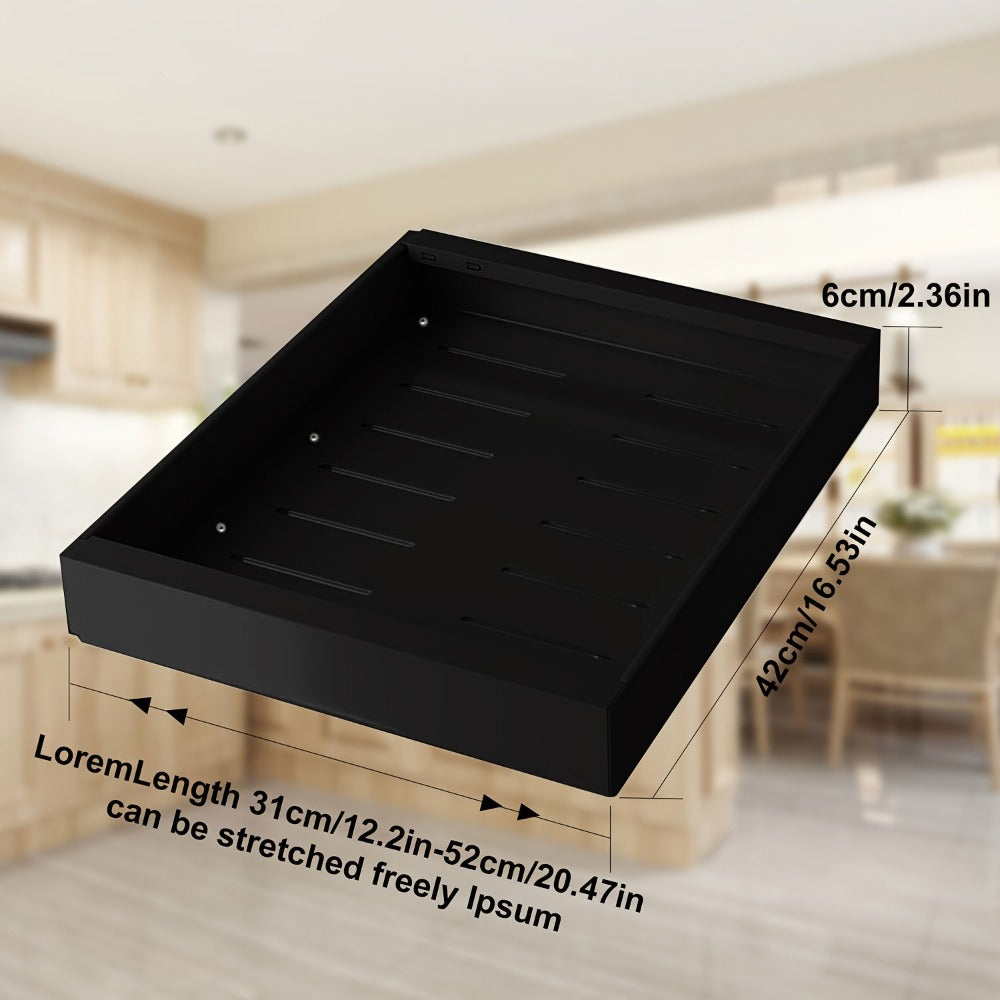 Organizador de Gabinete Extensible con Película Adhesiva, Ancho Ajustable 31cm a 52cm, Cajón Metálico Duradero para Cocina, Despensa y Baño, Mecanismo de Deslizamiento Suave, Fácil Instalación, Oferta Especial Devesanter HOT 2025 - Blanco y