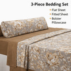 Juego de Sábanas 3 Piezas Estampadas Microfibra – Sábana Bajera Ajustable + Sábana Encimera + Funda Almohada, Suave y Antiárrugas, Cama 90 105 135 150 180, Poliéster microfibra