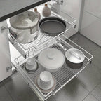 2 cajones telescópicos para cajones de cocina para estantes de cocina Plata Acero inoxidable macizo Tirador para armario extraíble Armario de cocina