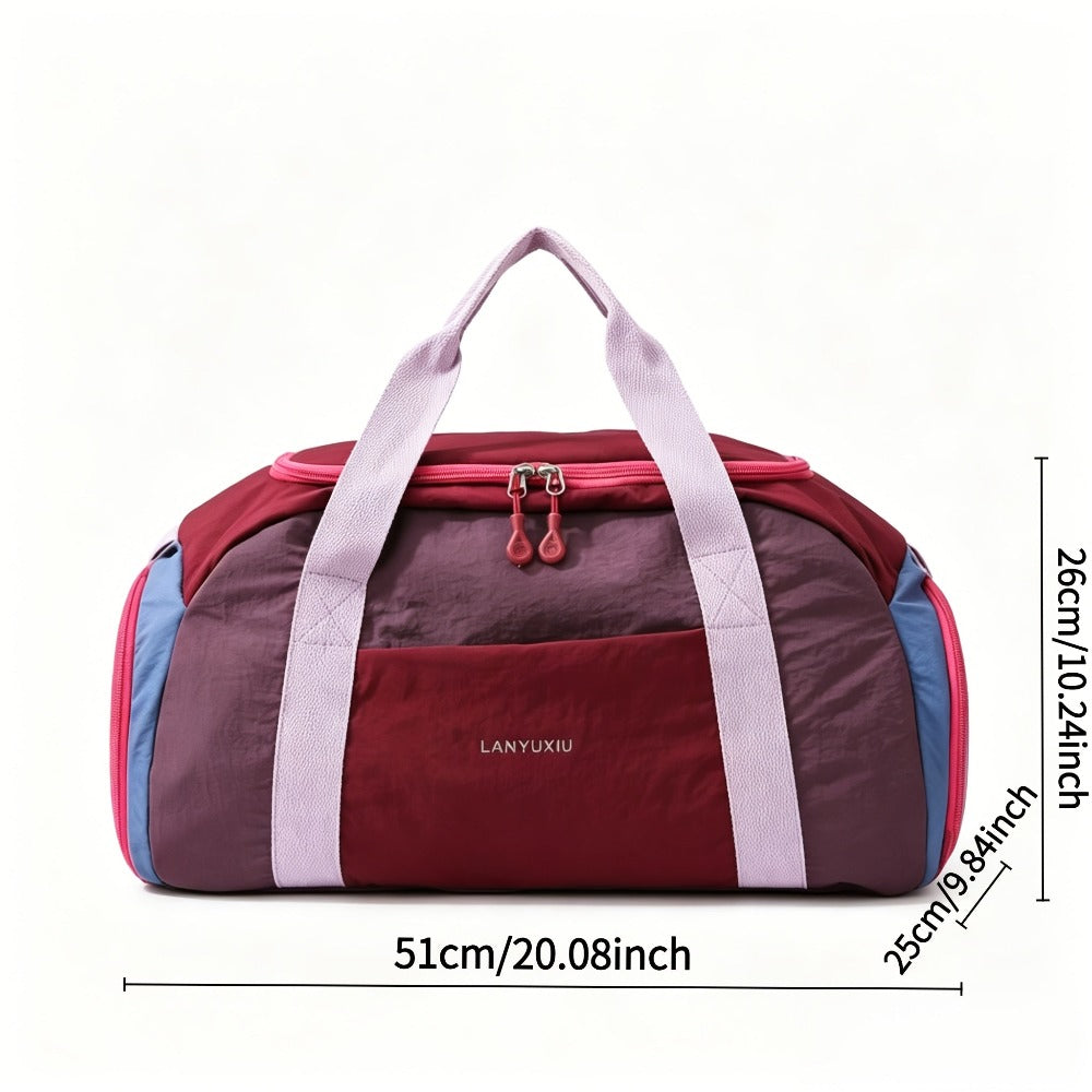 Bolsa de viaje deportiva de gran capacidad, estilo minimalista, tela resistente al desgarro, diseño de separación para seco y húmedo, compartimento principal espacioso, compartimento independiente para zapatos, adecuada para deportes al aire libre, fitnes