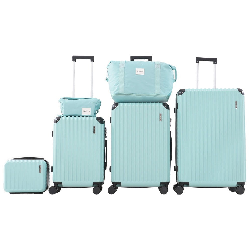 CITYSPORTS PRO Juego de Equipaje de 6 piezas, Juegos de Equipaje con Maletín de Belleza, 1 Bolso de Viaje Expandible y 1 Bolso Cultural, ABS, 4 Ruedas, Cerradura TSA