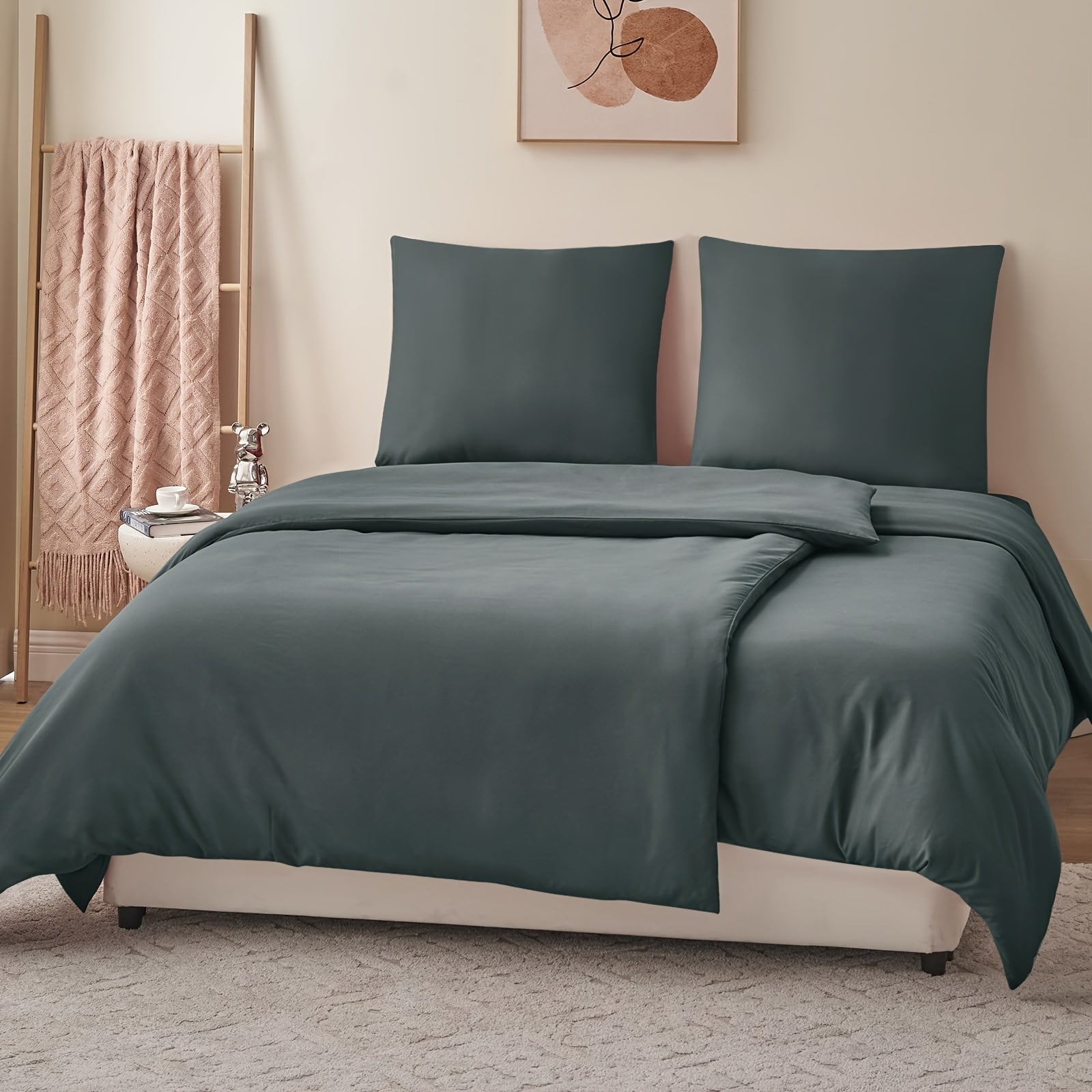 Juego de cama de 3/4 piezas, incluye funda nórdica 100 % algodón - Ropa de cama suave para toda estación, resistente a la luz, diseño con cremallera, tejido de color liso, varios tamaños (135x200, 155x220, 200x200, 200x220) - Estilo moderno minimalista, d