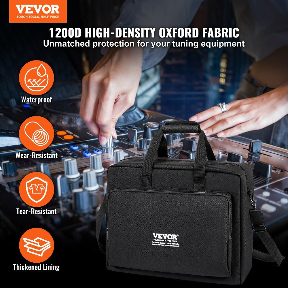 VEVOR Bolsa de Transporte para Mezclador de DJ Acolchada, Tela Oxford 1200D, Bolsa de Equipo para DJ con Bolsillo de Almacenamiento 4.92 ft Correa de Hombro Desmontable 0.39 in Acolchado, Estuche de Almacenamiento 19.29 x 8.66 x 15.34 in para Controlador