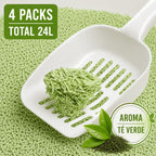 Arena de Tofu para Gatos 6L x 4 Bolsas – Ultra Aglomerante, Sin Polvo, Control de Olores, Absorbente y Segura para Gatitos