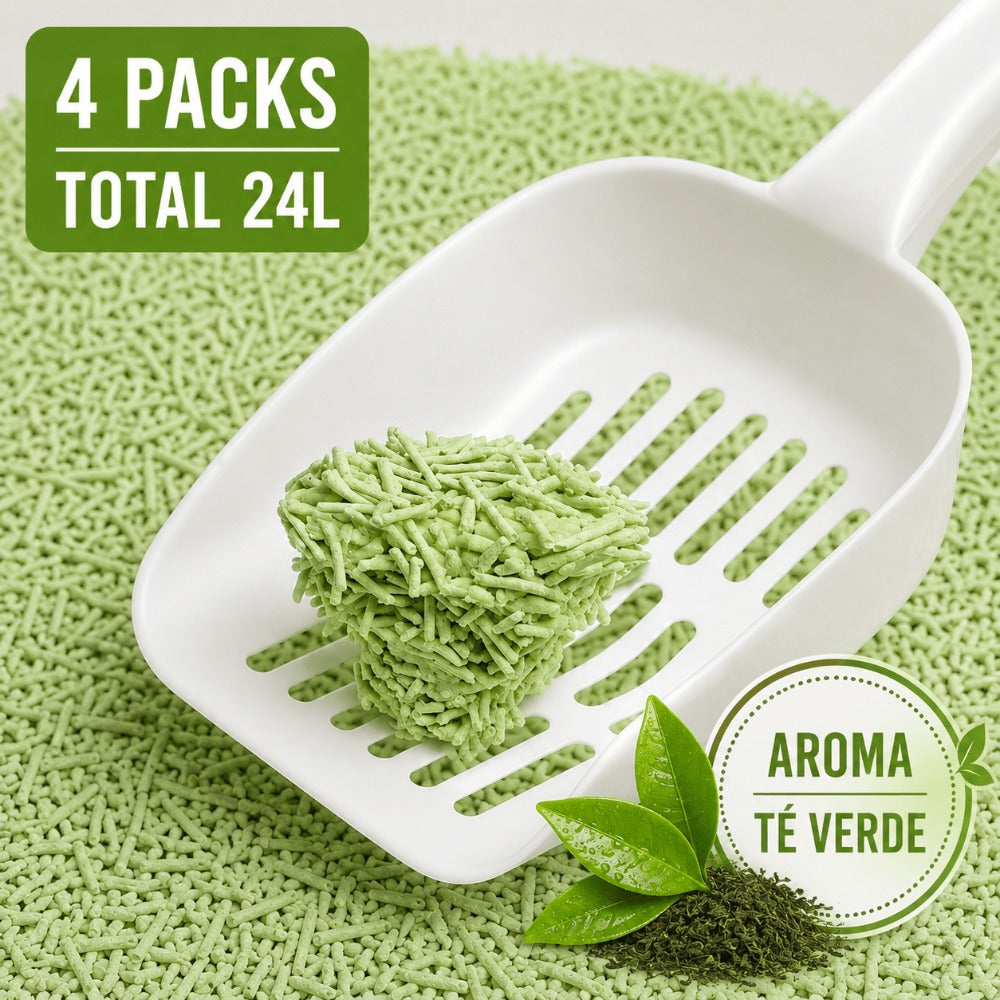 Arena de Tofu para Gatos 6L x 4 Bolsas – Ultra Aglomerante, Sin Polvo, Control de Olores, Absorbente y Segura para Gatitos
