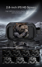 Binoculares de Visión Nocturna - Cámara con Zoom Digital 10X, Alcance de 800m, USB/Recargable, Pantalla Grande de 2.8", Binoculares HD Profesionales de Viaje de Aventura, Binoculares Portátiles Ligeros de Mano para Adultos - Ideales para Caza, Camping y V