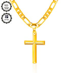 Collar con colgante para hombre de plata 925, cadena Figaro minimalista chapada en oro de 18K con colgante de cruz 3D, regalo perfecto para él, regalo para el Día del Padre, en caja de regalo