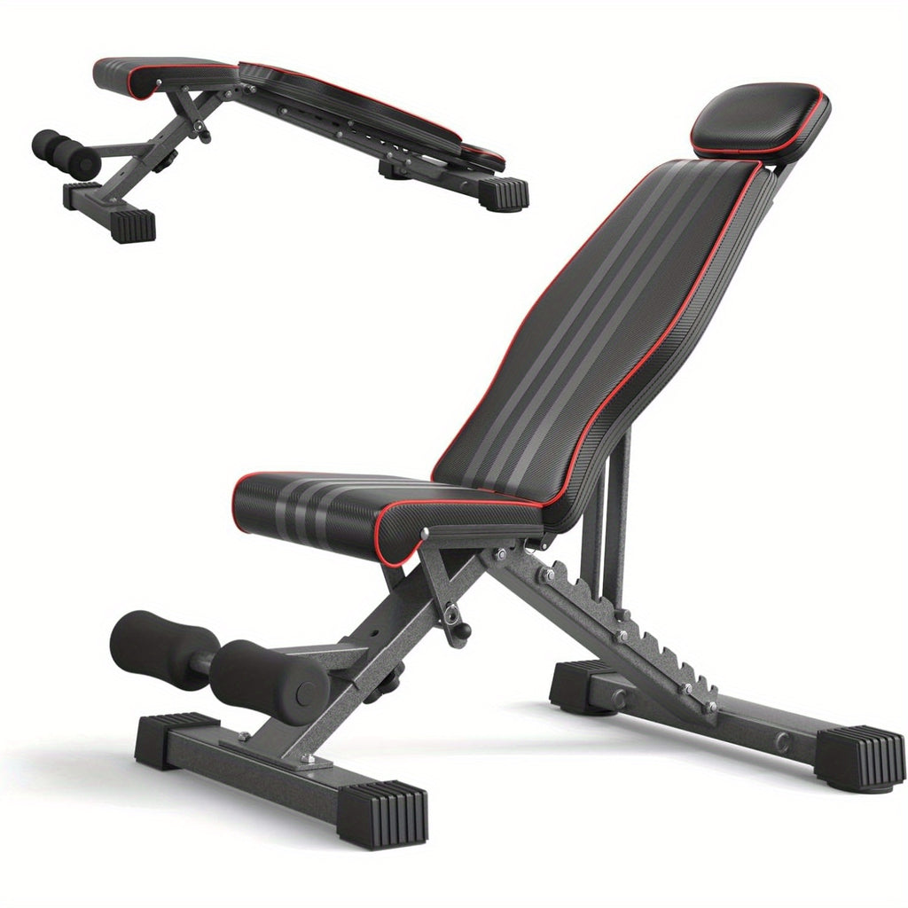 Banca Plegable con Capacidad de 299.37 KG - Banco Ajustable para Gimnasio en Casa, Entrenamiento Completo del Cuerpo con Soporte para Cabeza y Columna Vertebral, Ideal para Navidad y Acción de Gracias