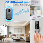Timbre sin varillas, timbre de video inteligente, cámara de timbre inalámbrica con detección de personas PIR, timbre de seguridad WiFi con cámara, audio bidireccional, cambio de voz, foto y grabación, visión nocturna, timbre de video con 60 tonos, 5 nivel