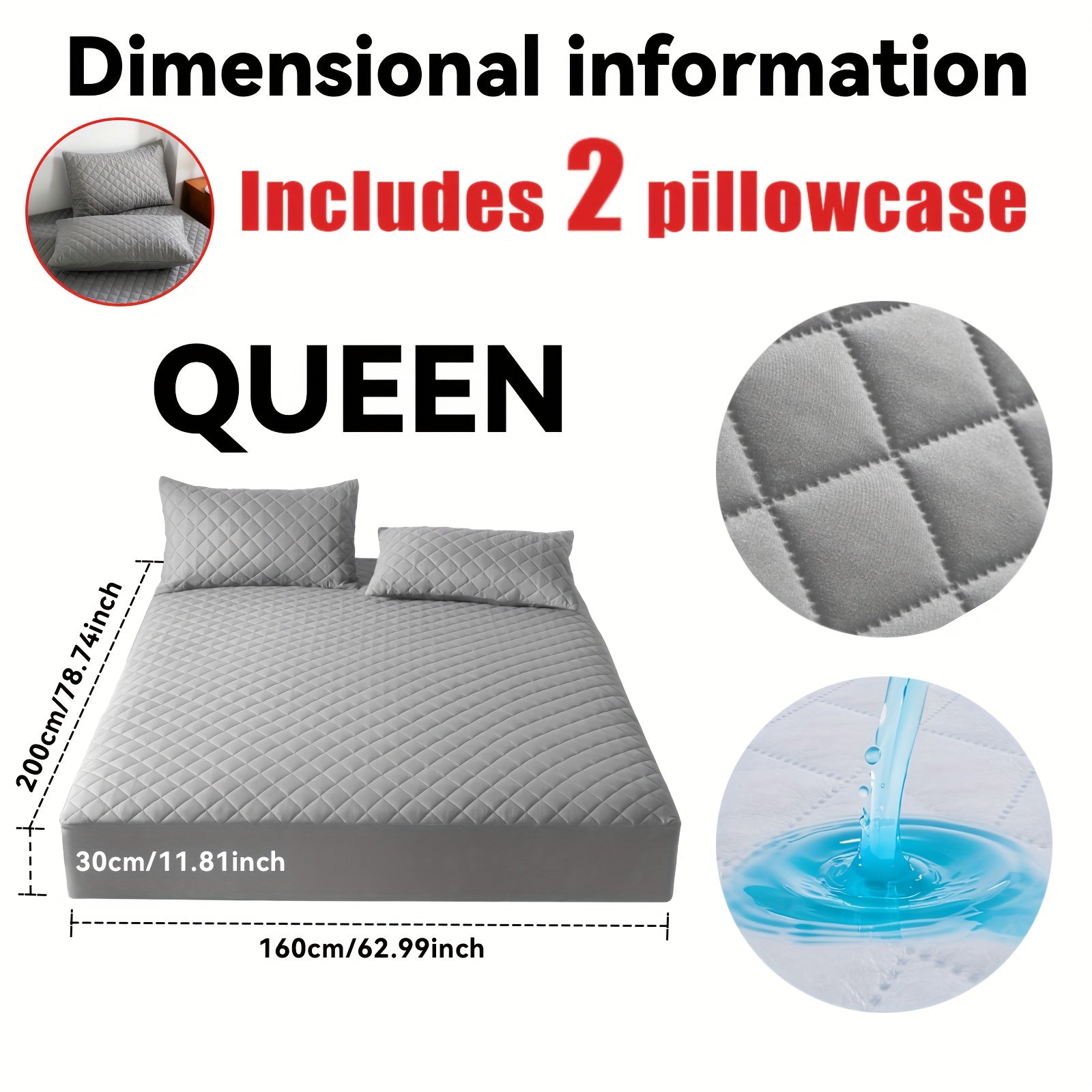 Este es un set de 3 piezas que incluye una funda protectora de colchón ultrasuave e impermeable y una media funda de almohada (el relleno de la almohada no está incluido). Cuenta con un diseño grueso y cálido en un color sólido, lo que lo convierte en una