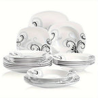 Juego de vajilla de 18 piezas, juego de comedor blanco marfil, juego de vajilla de porcelana, juego de vajilla de mesa, juego de platos de porcelana, juego de platos, platos grandes, platos de postre, platos de sopa
