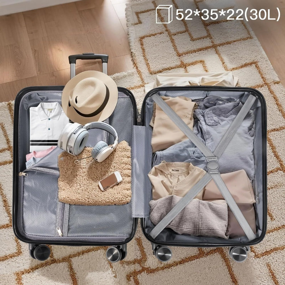 Una Maleta Cabina 55x35x20 Cm. , Equipaje Rígido Expandible De Material ABS, Con Ruedas Giratorias Desmontables Y Cerradura De Combinación, Que Cumple Con La Norma De Equipaje De Mano De 55x40x20 Cm. Ideal Para Adolescentes, Imprescindible Para Viajes En