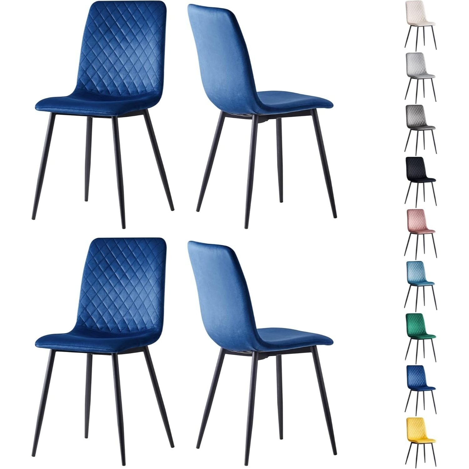 Sillas de comedor MCC Direct en conjunto de 4 piezas Hechas de terciopelo, patas de metal, sillas Lexi, sillas de diseño