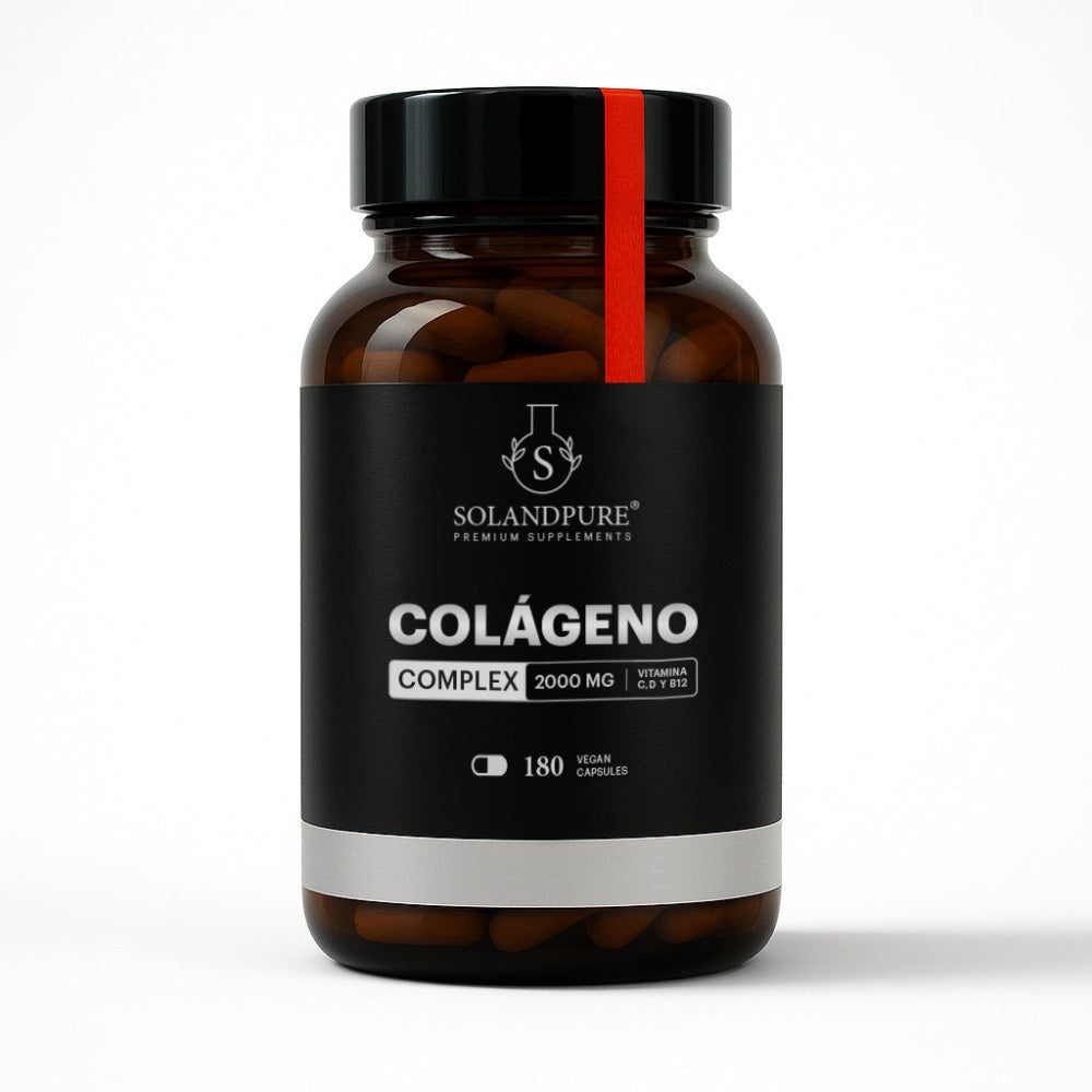 Colágeno y Ácido Hialurónico 180 Cápsulas Vegetales – Fórmula Premium con PEPTAN® Marino, Biotina, CoQ10, Vitaminas y Minerales - Calidad Premium Solandpure®