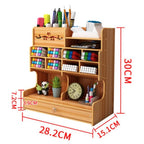 Organizador de Escritorio de Madera Escritorio Multifuncional de Almacenamiento Estacionario con Montaje de Gancho para Oficina/Hogar/Escuela