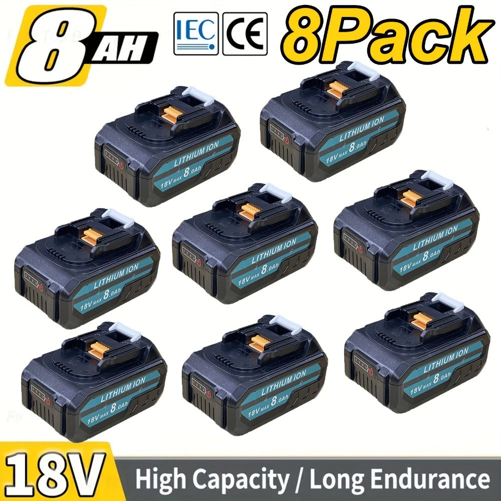 Paquete de 1/2/4/6/8 Batería BL1850B de 8.0Ah + Cargador DC18RC de 3A para baterías Makita de 18V 14.4V-18V BL1850 BL1830 BL1860 BL1840 y cargador DC18RD DC18RC DC18SF DC18RCT DC18RF, solo cargador o solo batería