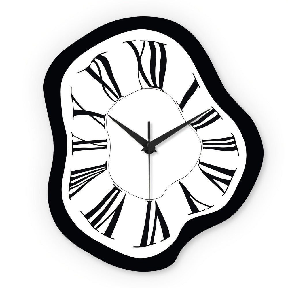 Reloj de pared moderno abstracto de madera derretida - Diseño contemporáneo en blanco y , reloj de cuarzo silencioso irregular de 30.48-40.64 cm a pilas para sala de estar, oficina, dormitorio, decoración de galería - Regalo ideal de decoración moderna pa