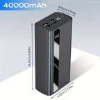 40000mAh Power Bank Cargador Portátil - Soporte PD 22.5W y QC4.0 Carga Rápida con 2 Cables de Salida Integrados y Pantalla LED para iPhone, Teléfonos Android y la Mayoría de Dispositivos Electrónicos