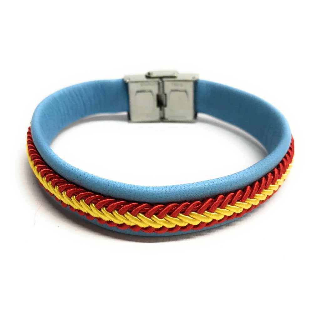Pulsera De Piel Bandera De España (Hecho a Mano) | Complementos de Moda Unisex para Hombres y Mujeres de Estilo Atemporal y Elegante | Regalos Originales y Exclusivos