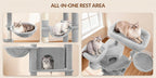 Rascador Grande para Gatos, Rascador de 216 Cm, Gatos Grandes, Estable con Rascadores, 2 Casas Cómodas para Gatos, 2 Perchas, 2 Cestas, Hamaca, Para Uso en Interiores